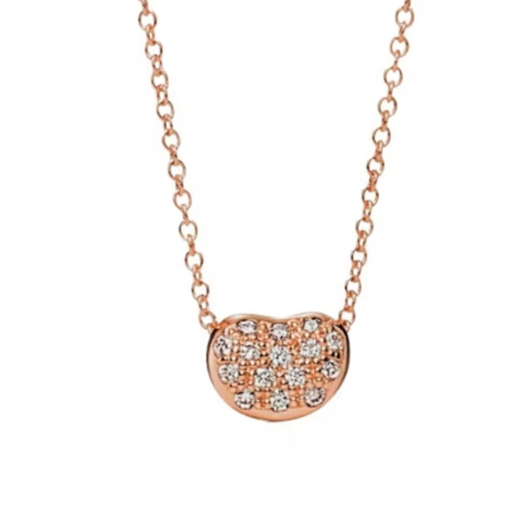 Tiffany & Co. Elsa Peretti Bean Rose Gold Pavé Diamond Pendant Necklace