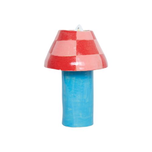 Pink and Blue Checkered Lamp
