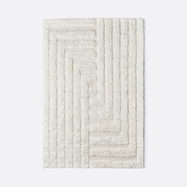 Shaggy Labyrinth White Rug