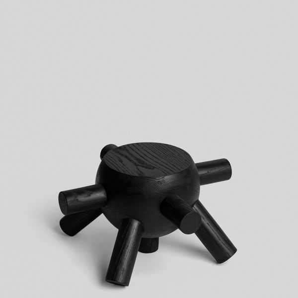 KABIKI Rocking Stool - Red Oak with Black Finish