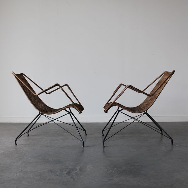Rattan Armchairs by Martin Eisler and Carlo Hauner for Forma, 1950
