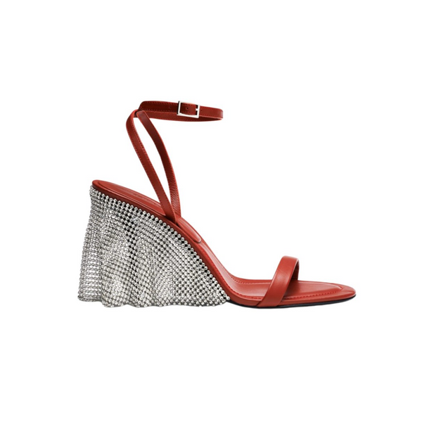 Kate Sandal 90MM in Red Calfskin Leather