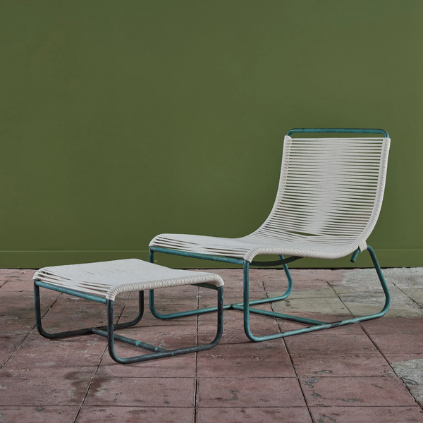 Bronze Patio Sleigh Chair and Ottoman by Walter Lamb for Brown Jordan