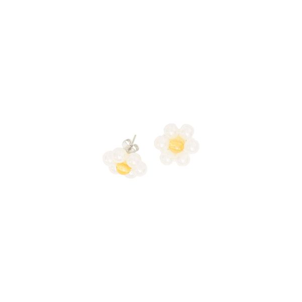 White-Orange Floral Earrings