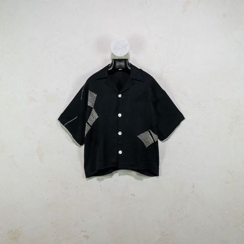 Black Quilted Silk Shirt