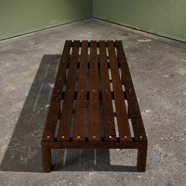 Architectural Slatted Bench in Solid Wengé, The Netherlands, 1960s