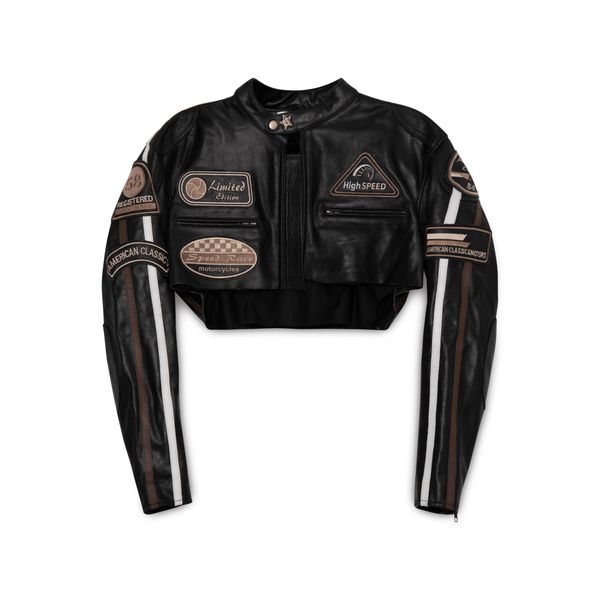 BVNY Black Cropped Leather Motorcycle Jacket