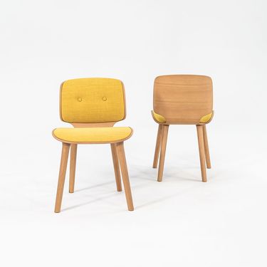 Pair of Canvas and Natural Oak Nut Dining Chairs by Marcel Wanders for MOOOI, 2022