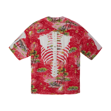 Kapital Red Rayon Kamekameha Bone Aloha Shirt