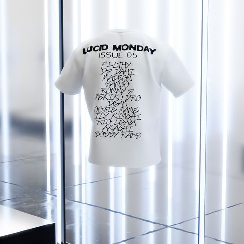 I LOVE LUCID MONDAY MAGAZINE ISSUE 05 TEE IN WHITE