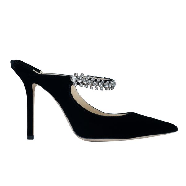 Jimmy Choo Bing 100 Crystal- Embellished Velvet Mule 