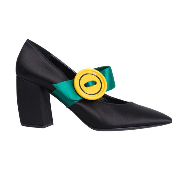 Prada Milano Yellow and Green Buckle Pumps - Black