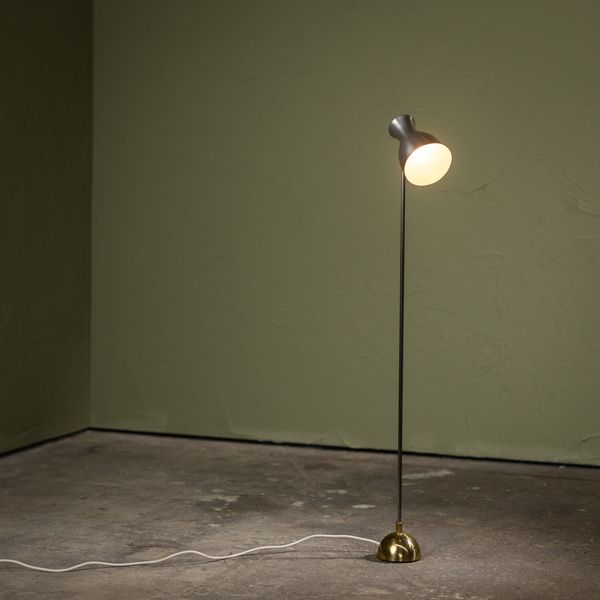 Floor Lamp with Nickel plated Steel and Aluminium by Dieter Schulz for Wohnbedarf, 1950