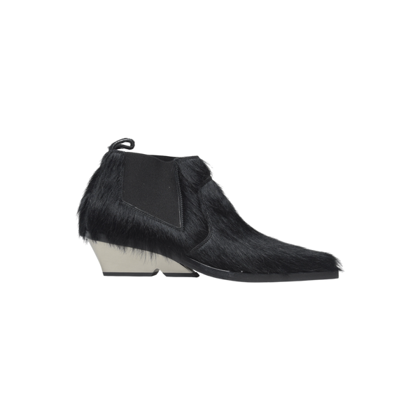 Black Ponyhair Ankle Boots