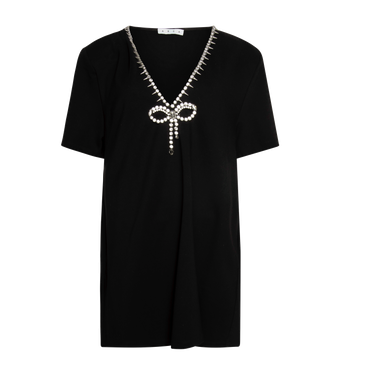 Area Crystal-Trimmed Jersey Mini T-Shirt Dress