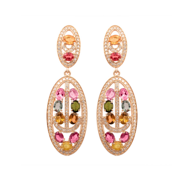 14k YG Tourmaline Diamond Earrings