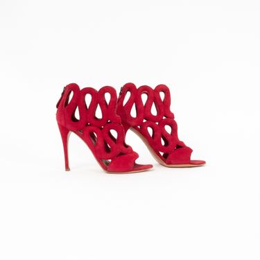 Alaia Lacey Design Suede Cutout Booties
