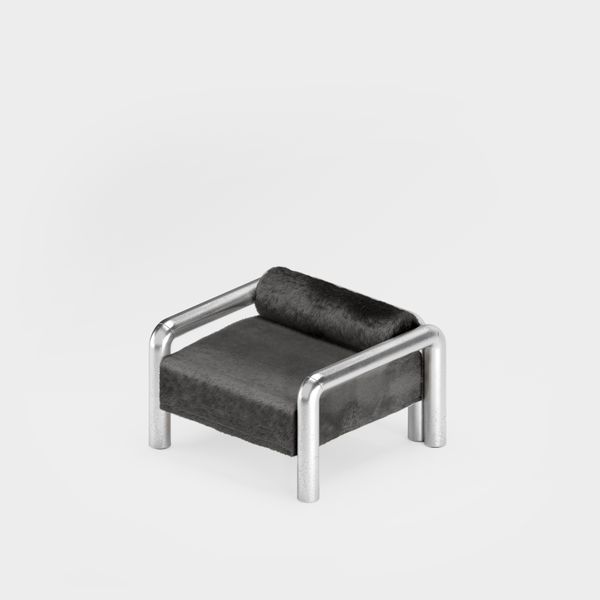 Prowling Fur Armchair with Metal Legs