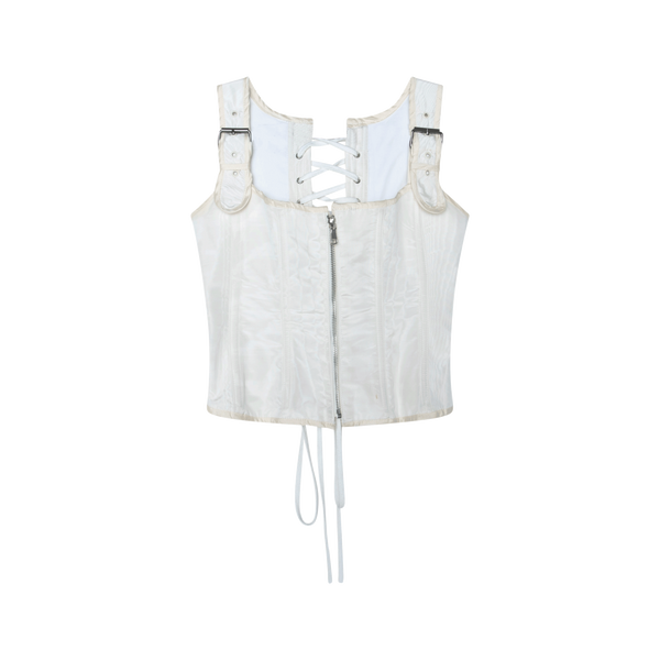 Dana Foley White Zip Up Corset