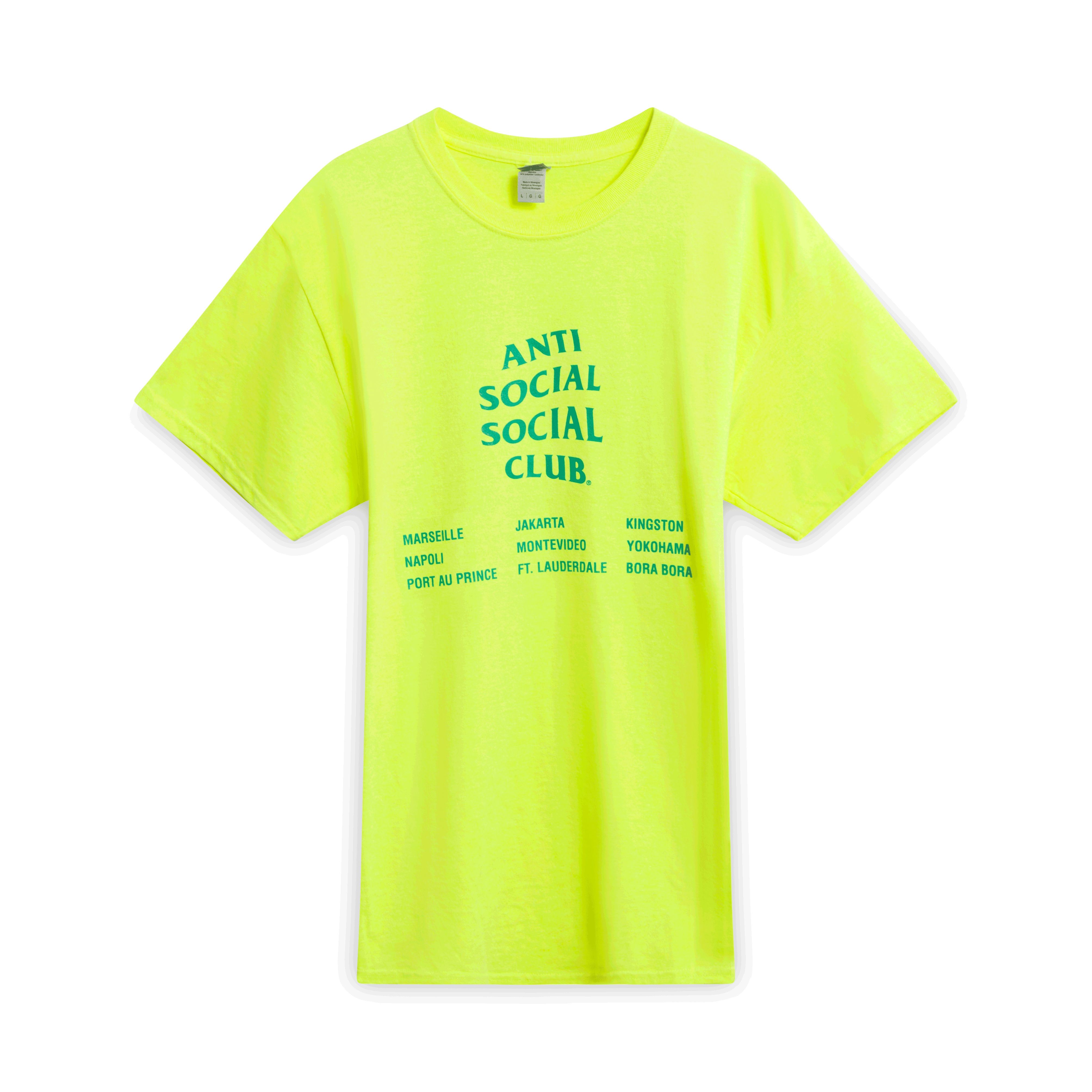 Anti Social Social Club T Shirt Highlighter Yellow by Cully Smoller Basic.Space