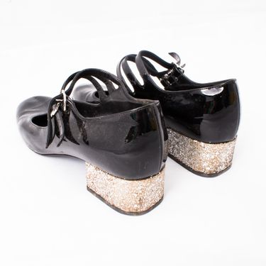 Saint Laurent Patent and Glitter Mary Janes