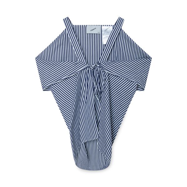 Coperni Navy/White Striped Cotton Poplin Top