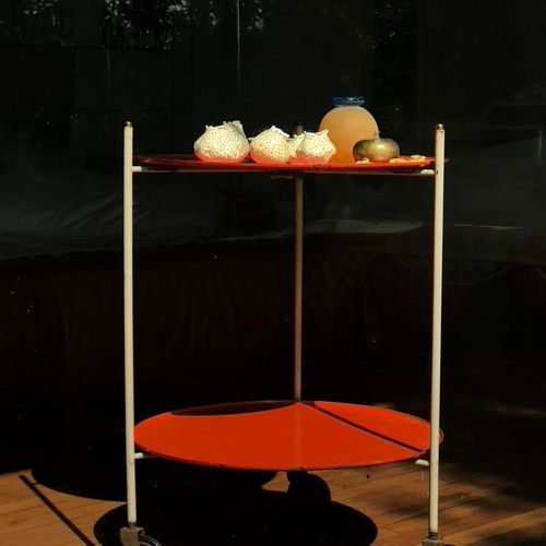 Orange Collapsible Trolley by Martin Eisler and Carlo Hauner for Bieffeci