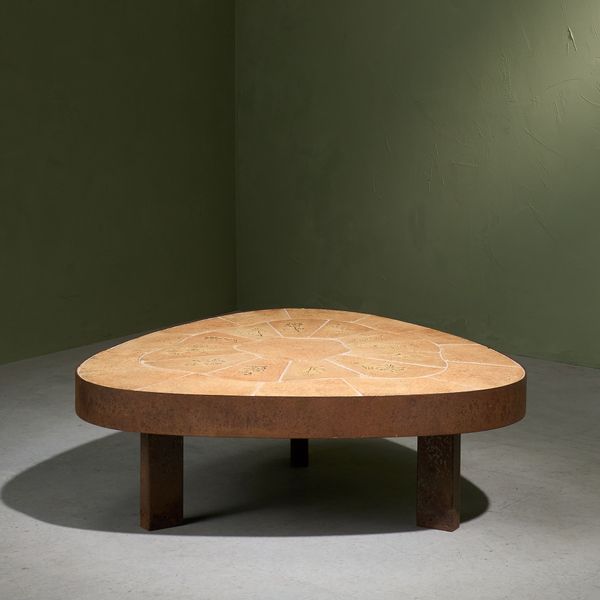 Organic Shaped Coffee Table with Ceramic tiles and Steel frame by Barrois, France 1960s