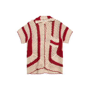 BODE Paprika & Cream Crochet Shirt 