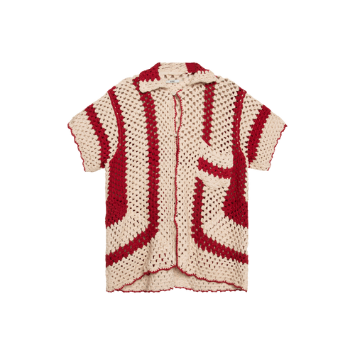 BODE Paprika & Cream Crochet Shirt 