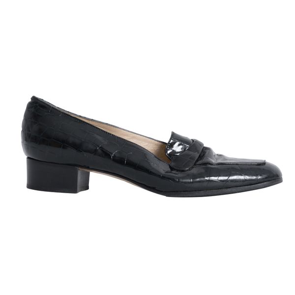 Vintage Oscar Novo Patent Leather Penny Loafers - Black