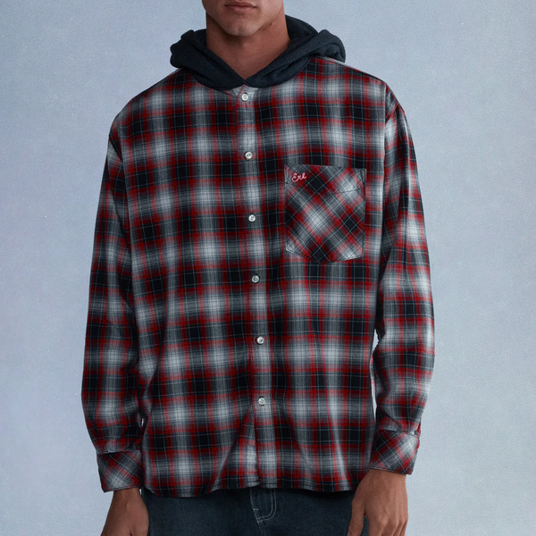Hooded Plaid Flannel Shirt