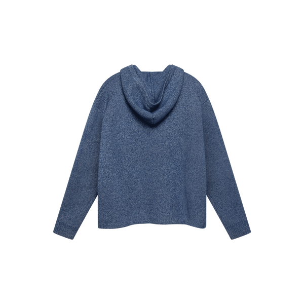 Cashmere Knit Spiral Hoodie - Navy