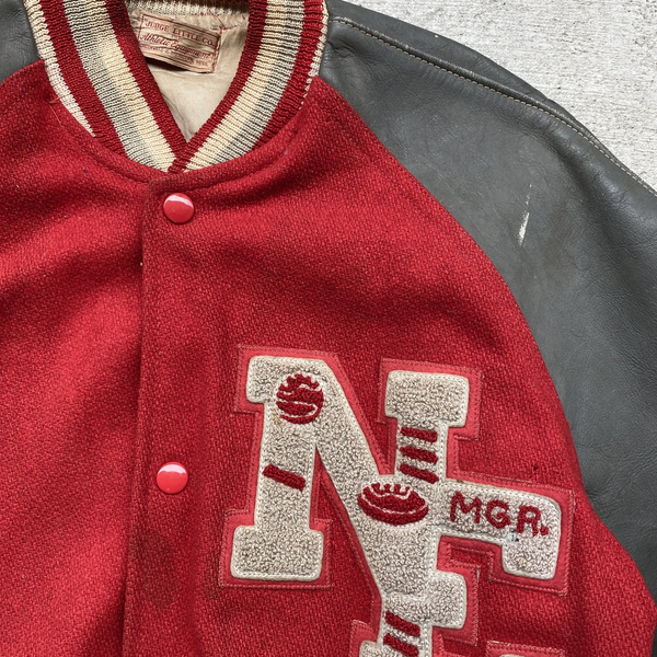 1950s Crimson Varsity Bomber Jacket 