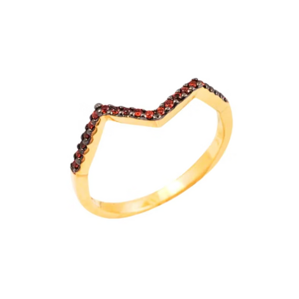 Kavant & Sharart 18k Yellow Gold Small Ziggy Ring with Orange Sapphires - 1 of 2