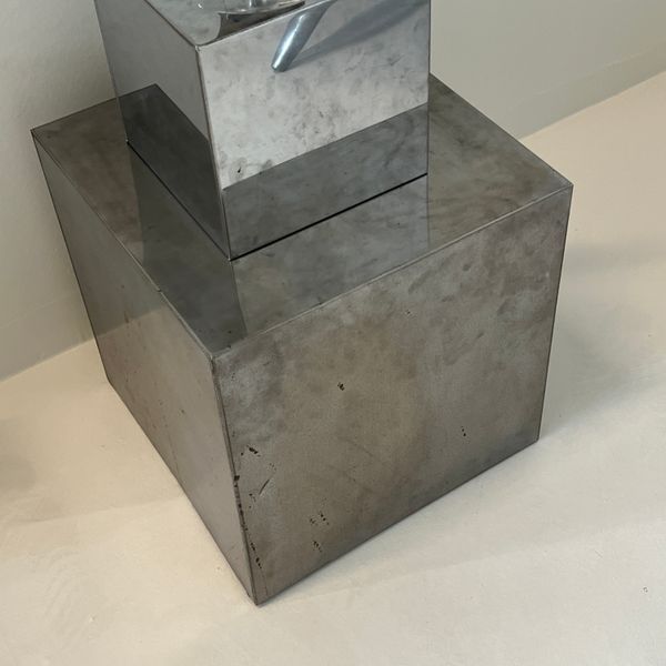 Large Chrome Cube Side Table