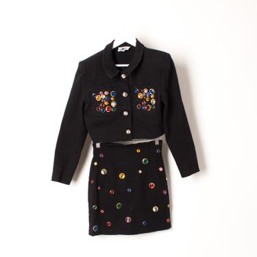 Vintage Bejeweled Cropped Jacket and Skirt Set  
