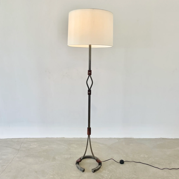 Steel and Leather Floor Lamp