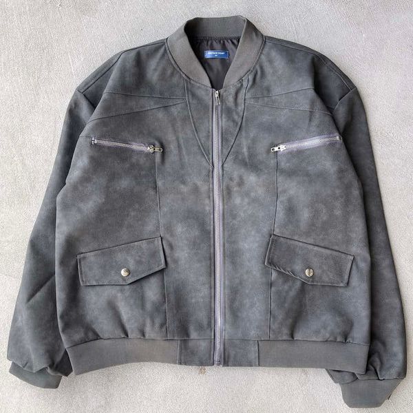 2000s Suede Grey Bomber Jacket