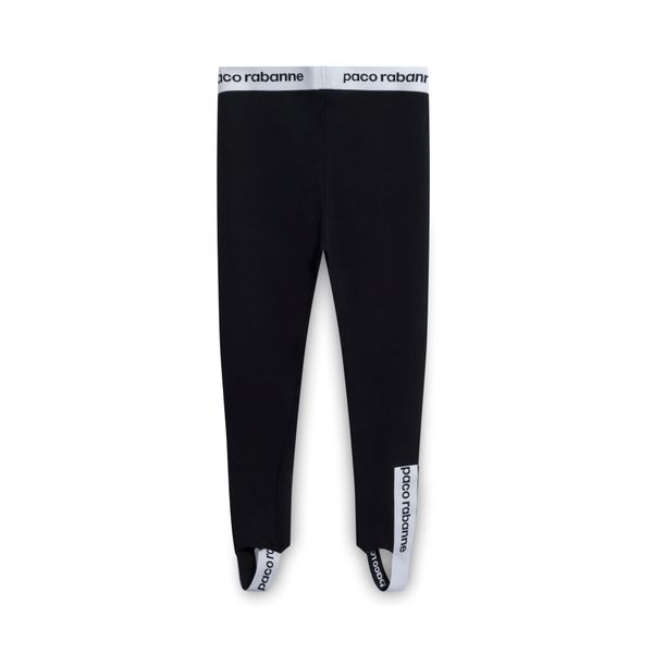 Paco Rabanne Contrast Logo-Stripe Stirrup Leggings - Black