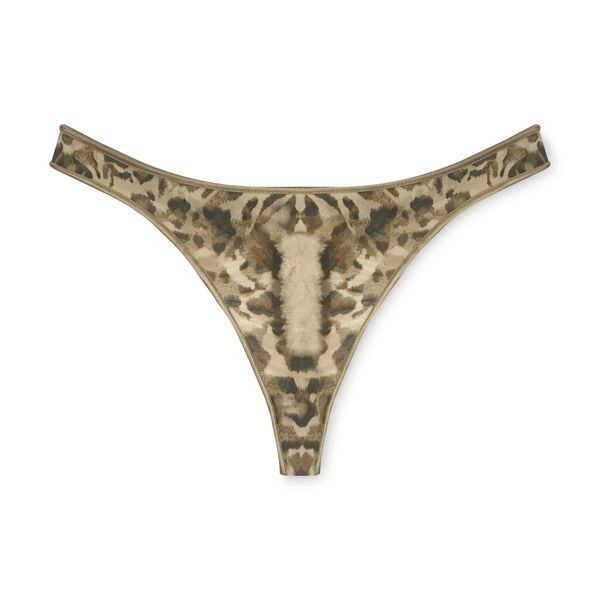 Leopard Print Mesh Thong with Landing Strip