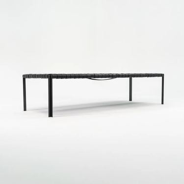 Black Lavern TG18 Long Woven Leather Bench by Gratz Industries, 2021