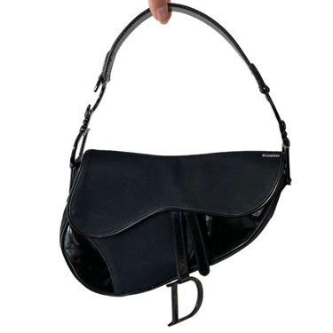 Christian Dior Nylon Patent Leather Saddle Shoulder Bag