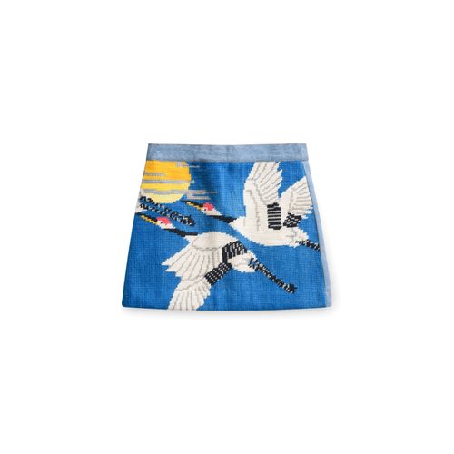 Crane Embroidered Skirt