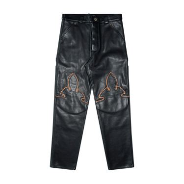 Chrome Hearts 1 of 1 Orange Leather Fleur Knee Pants