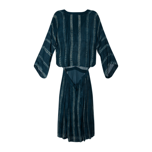 BCBGMAXAZRIA Runway SS 2016 Shibori Indigo Blue Printed Dress