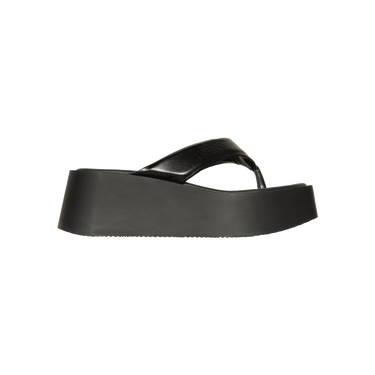 Svegan Black Vegan Leather Platform Flip Flops