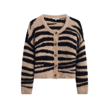 Madewell Striped Sweater with Buttons - Tan/Brown