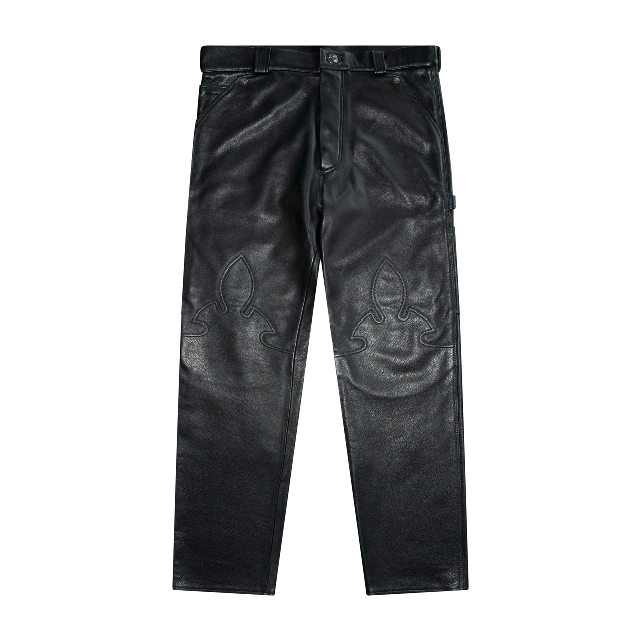 Chrome Hearts Fleur Knee Leather Pants by Justin Reed
