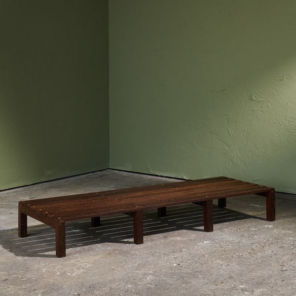 Architectural Slatted Bench in Solid Wengé, The Netherlands, 1960s